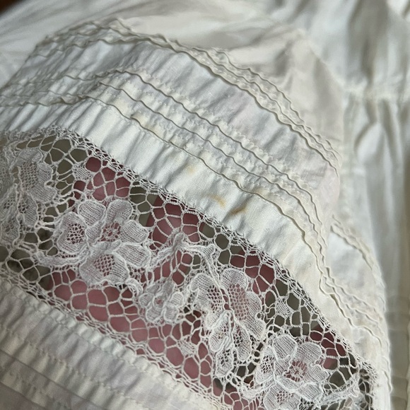 Antique Tiered Petticoat, Full Length Lace Skirt, Corset Waist - Picture 12 of 12